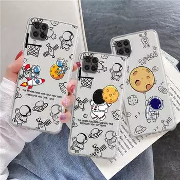 Case For Samsung Galaxy A52 A12 A51 A71 A32 A21s A22 A53 A23 A13 A03 A02 A41 A33 A11 A72 Phone Cove Astronauts Cosmonaut Cute Samsung A53 5G