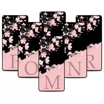 Case For Samsung Galaxy A52 A12 A51 A32 A21s A71 A53 A13 A32 A72 A31 A33 A22 A03 A41 Phone Cover Cherry Blossom Flower Initial M Samsung A52 4G(5G)