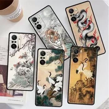 Case For Xiaomi Redmi Note 11 9S 10 9 8 7 9A 9C 9i K40 8T 10C 9T K50 Silicone Phone Shell Tiger Crane ART Redmi Note 10 5G