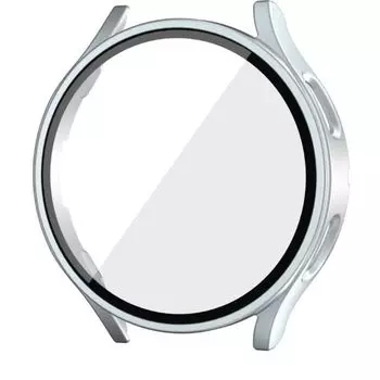 Cases Cover PC Glass Screen for Samsung Galaxy Watch 4/5/6/7 Silver watch4/5/7FE 40mm