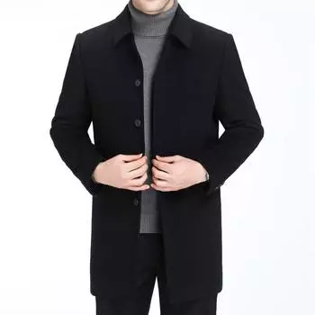 Cashmere coat men s mid-length leader middle-aged and elderly dad s winter wool woolen top down-lined woolen coat 170