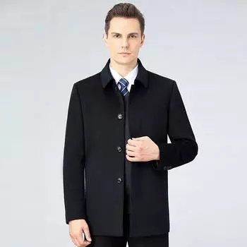 Cashmere coat men s winter warm lapel middle-aged and elderly dad short coat casual men s wool coat 170