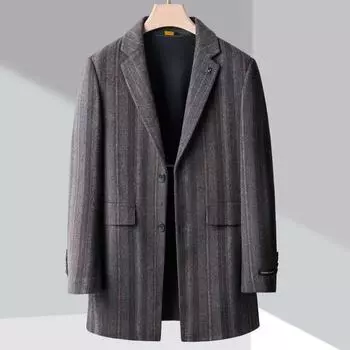 Cashmere woolen coat men s winter new Korean style medium-length casual style thickened wool double-sided woolen suit jacket 170