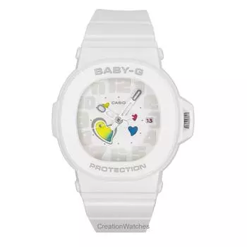 Casio Baby-G Аналоговые часы серии Playful Hearts Белый циферблат Кварцевые BGA-10-7A 100М Женские часы белый