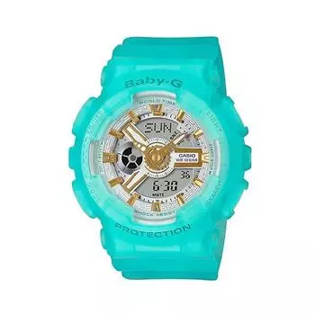 CASIO BABY-G Casio Baby G BA-110SC-2A Часы Бренд Женские Детские Девочки Ana-Digi Водонепроницаемые Синие Светло-Голубые Белые Скелетон Продукт