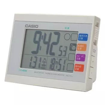 CASIO Будильник Радио Белый Цифровой Окружающая Среда Температура Влажность Календарь Дисплей DQL-210J-7JF