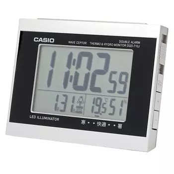 CASIO Будильник Радио Серебряный Цифровой Двойной Будильник Температура Влажность Календарь Дисплей DQD-710J-8JF