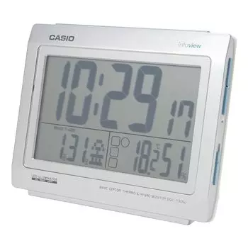 CASIO Будильник Радио Серебряный Цифровой Всегда Включен Температура Влажность Окружающей Среды Дисплей Календаря DQL-130NJ-8JF серебряный
