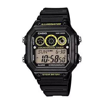 CaSio CaSio Ae 1300wh 1a Ae1300wh 1a Спортивные цифровые черные желтые мужские часы S uniSex