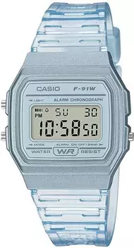 [Casio] CASIO цифровые часы кварцевые F-91WS-2 унисекс дешевые Casio прозрачные синие [параллельный импорт]