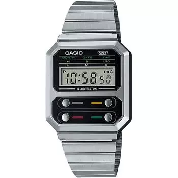 [CaSio] CaSio цифровые часы Reprint DeSign A100we 1a мужские S overSeaS модель серебристый
