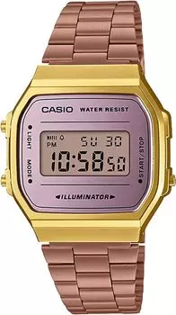[Casio] CASIO Цифровые часы Стандарт A168WECM-5 Мужские Женские Розовое Золото x Золото