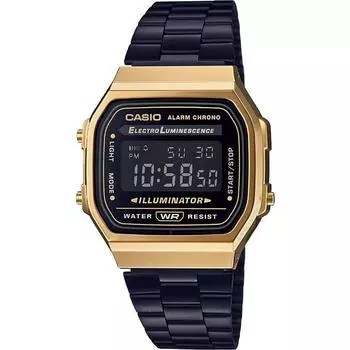 [CaSio] CaSio Цифровые часы Стандарт A168wegb 1b Мужские Женские Черные X Золотые Черные перевернутые ЖК-дисплеи Модель OverSeaS [Параллельный Импортный Продукт]