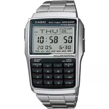 Casio CASIO DATA BANK Data Bank цифровые часы DBC-32D-1A мужские серебристый металлический браслет модель Overseas