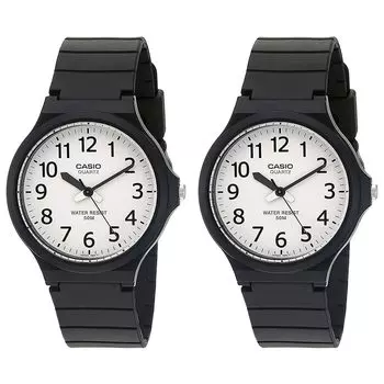 [Casio] CASIO Дешевые часы Casio Chipkashi Pair для мужчин и женщин, унисекс, набор из 2 аналоговых черных часов MW-240-7BJHMW-240-7BJH