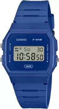 [Casio] CASIO Digital Unisex Watch Cheap Casio F-91WB-2A1 Simple Package Without Cosmetic Box Biomass Plastic Band Blue [Parallel Import]