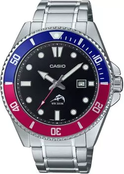 [Casio] CASIO Standard Analog Sports 20 ATM Water Resistant Watch MDV-106DD-1A2V Men s Blue x Red Bezel Metal Band Overseas Model [Parallel Import]
