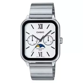 Casio CASIO Standard Moon Phase Analog Men s Watch MTP-M305D-7A2V Metal Band Silver Overseas Model