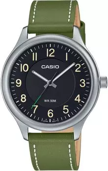 [Casio] CASIO Standard Quartz Men s Watch MTP-B160L-1B1V Black Dial Green Leather Band
