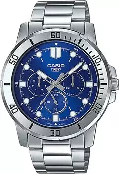 [Casio] CASIO Стандартные кварцевые мужские часы MTP-VD300D-2E Многоосевой 24-часовой дисплей Серебряный x Синий металлический браслет Модель Overseas [Параллельный импорт]