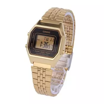 CASIO Casio Стандартные женские цифровые часы из металла, золото, черный LA680WGA-1