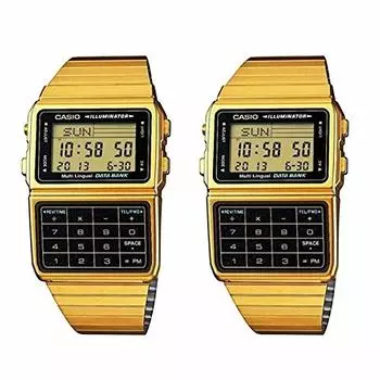 [Casio] CASIO [В комплект входит футляр для хранения часов и аксессуаров! ] Ретро-часы с банком данных, золотые цифровые, унисекс, одинаковые по размеру, DBC-611G-1DBC-611G-1 часы