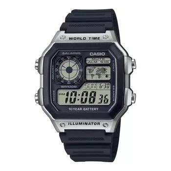 [Casio] CASIO World Time Digital Men s Watch AE-1200WH-1CV Genuine BOX Included Overseas Model Black x Silver [Parallel Import]