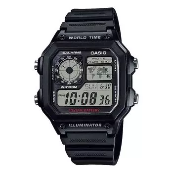 [Casio] CASIO World Time Digital Men s Watch AE-1200WH-1AV Genuine Casio Box Overseas Model Black [Parallel Import]