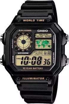 [Casio] CASIO World Time Digital Watch AE-1200WH-1BV Black Gold LCD Overseas Model [Item]