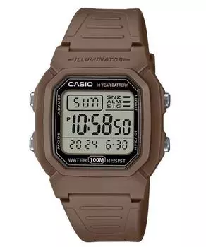 Casio Цифровые коричневые кварцевые мужские часы с двойным ремешком из смолы W-800H-5AV 100M чёрный