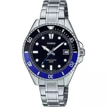 Casio Dive Watch Black, черный браслет, мужские - MDV-10D-1A2VDF циферблат, ремешок, черный///белый,