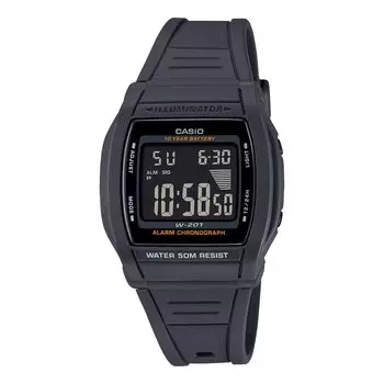 CASIO Dual Time цифровые часы для детей угольно-серый перевернутый ЖК-дисплей Overseas модель [Casio] W-201-1BV мужские женские [Товар]