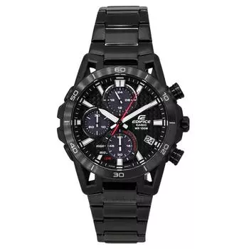 Casio Edifice Sospensione аналоговый хронограф черный ионный нержавеющая сталь черный циферблат солнечные EQS-960DC-1AV 100M мужские часы чёрный