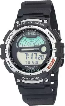 Casio Fishing Timer Quartz Watch with Resin Black Men s Strap,