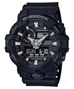 Casio G-shock Ana Digi All Black мужские часы, водонепроницаемость 200 метров с днем и датой GA-700-1B