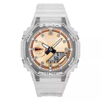 Casio G-Shock Аналогово-цифровые часы с полимерным ремешком, бронзовым циферблатом, кварцевые GA-2100BM-7A5 200 м, унисекс бронзовый