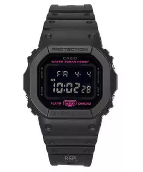 Casio G-Shock Цифровые Часы с Розовой Лентой, Ремешок из Биополимерной Смолы, Кварцевые DW-5600PK-1 200М, Женские чёрный