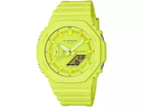 Casio G-SHOCK GA-2100-9A9JF One Tone Series Аналоговые цифровые часы Желтые 45.4 мм