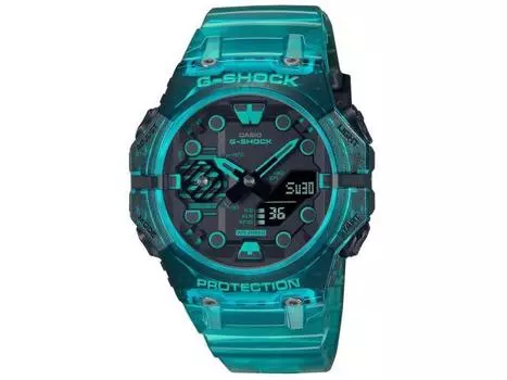CASIO G-Shock GA-B001G-2AJF Мужские часы Bluetooth с бирюзовым скелетоном на полимерном ремешке