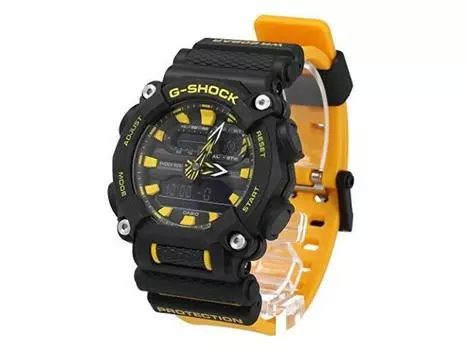 Casio Часы G-SHOCK GA-900A-1A9 мужские, черный, оранжевый ремешок, Anadigi, круглый циферблат, НОВЫЕ