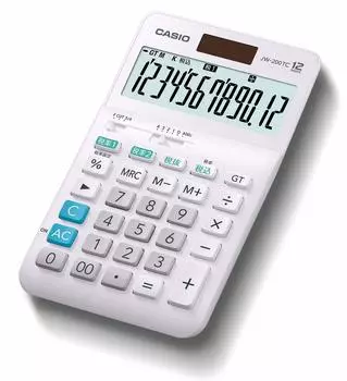 Casio Калькулятор налоговой ставки W, 12-значный расчет налога, белый, просто введите JW-200TC-N