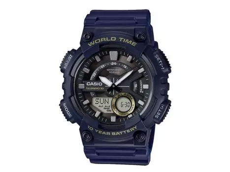 Casio Коллекция AEQ-110W-2AJH Мужские часы Темно-синие блистерные часы Секундомер НОВЫЕ