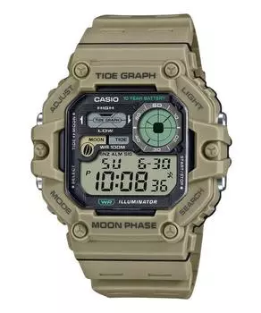 Casio Standard Digital Graph Moon Phase Resin Strap Quartz WS-1700H-5AV 100M Мужские часы серый