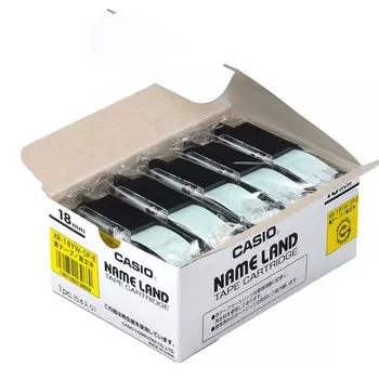 Casio Label Writer Nameland Genuine Tape 18 мм 5 черных букв на желтом фоне XR-18YW-5P-E