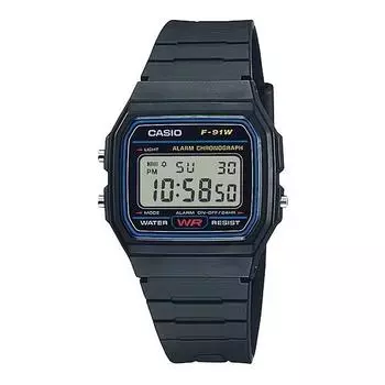 Casio Легкие часы с автоматическим календарем и батарейкой на 7 лет F-91W-1D