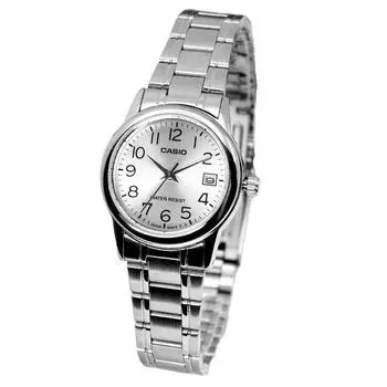 Casio Маленькие студенческие часы из минерального стекла для женского костюма 002 серебристо-белые B