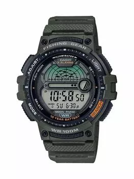 Casio Men s Fishing Timer Quartz Watch with Resin Strap, Green, Adult