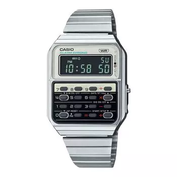 CASIO Men s Watch Calculator Data Bank CA-500WE-7B White Casio DATABANK Stainless Steel Bracelet