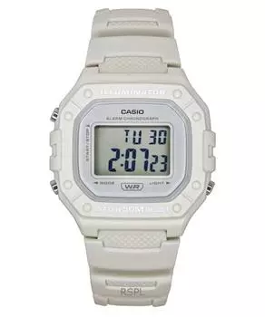 Casio Молодежные цифровые часы с полимерным ремешком, кварцевые W-218HC-8AV, унисекс белый
