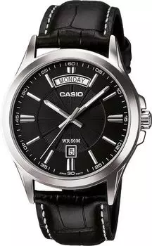[Casio] Мужские аналоговые кварцевые часы CASIO MTP-1381L-1AV, черные, модель Overseas [Параллельный импорт]